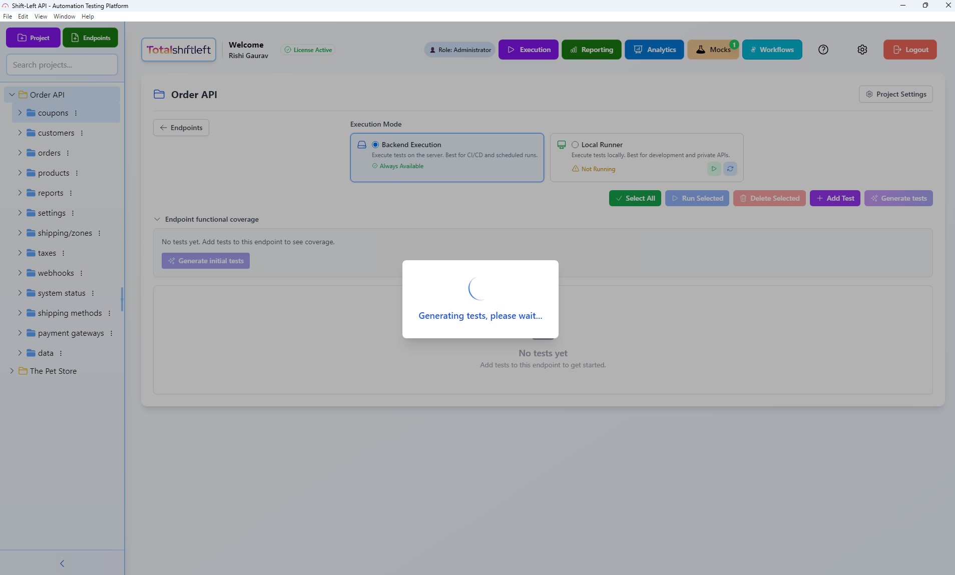 Generating tests – AI test generation in progress