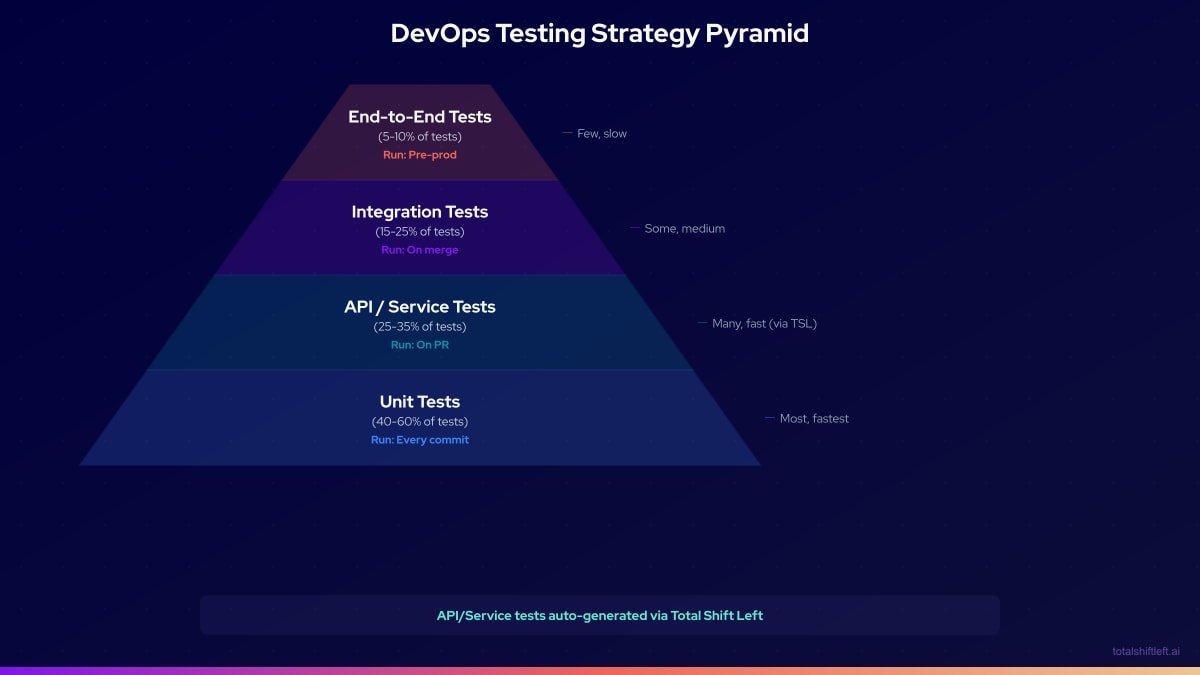 DevOps Testing Strategy Pyramid - Test distribution with run frequency