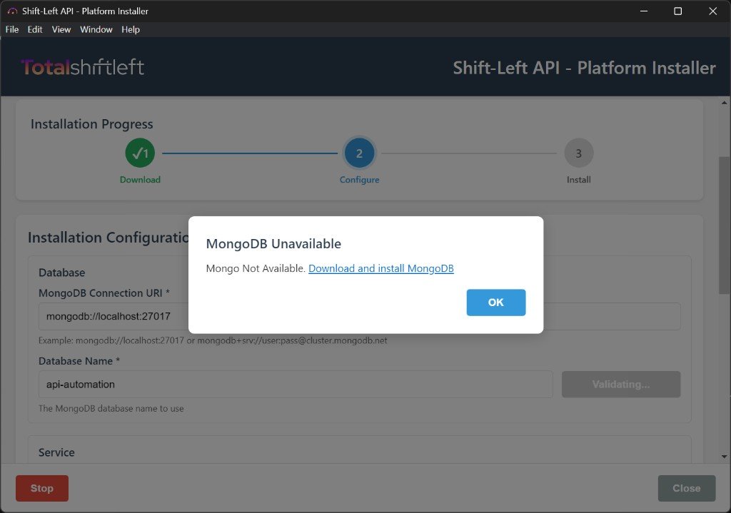 MongoDB Unavailable – link to install MongoDB